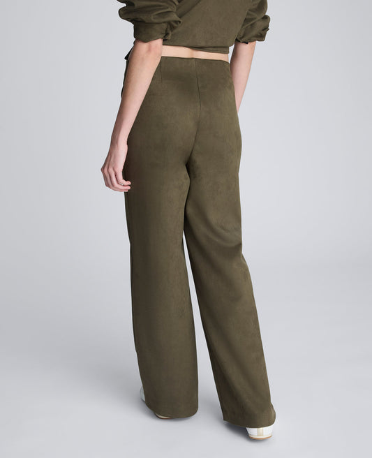 Faux Suede Pull On Wide Leg Pant