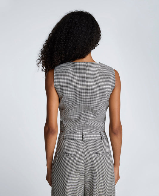 Cropped Fitted Bodice Houndstooth Vest