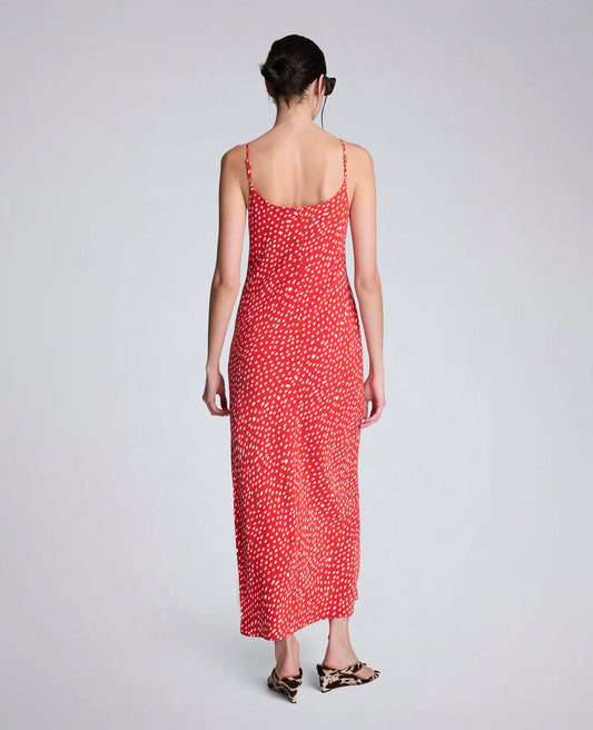Polka Dot Satin Cowl Neck Slip Dress