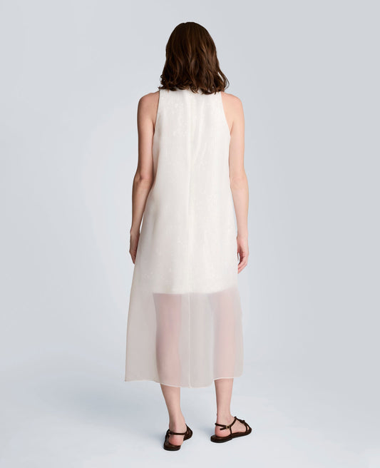 Sequin Sheer Overlay Crewneck Mini A-Line Dress