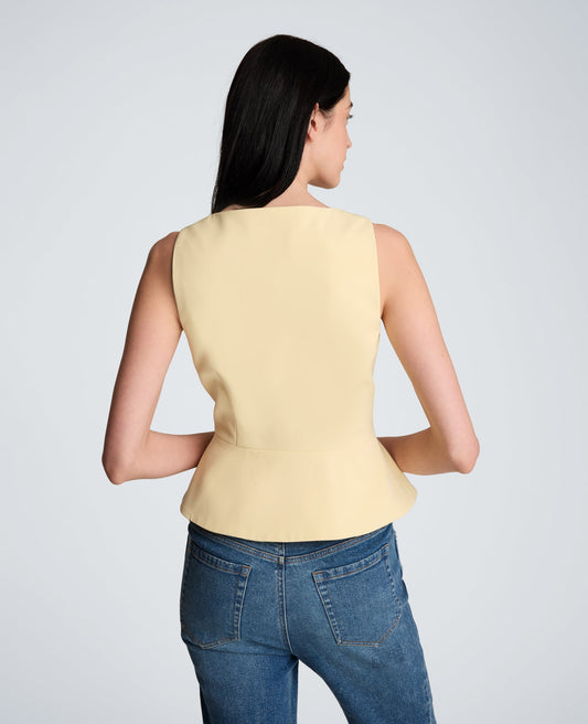 Vision Twill Four Button Curved Peplum Vest