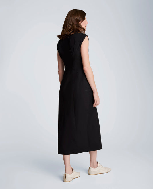 Bodice Pleat Midi Shirt Dress