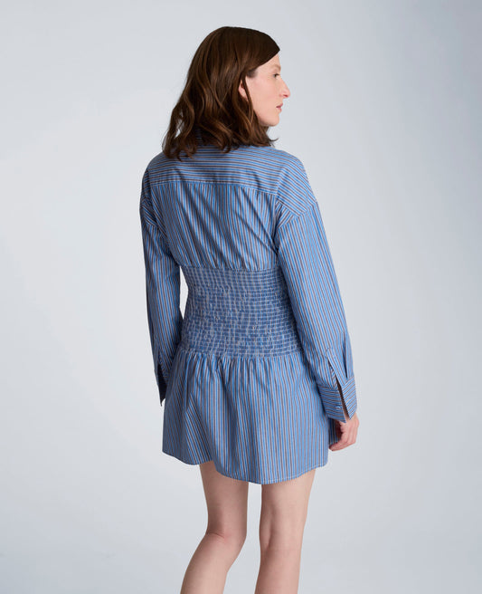 Smocked Dolman Sleeve Mini Shirt Dress