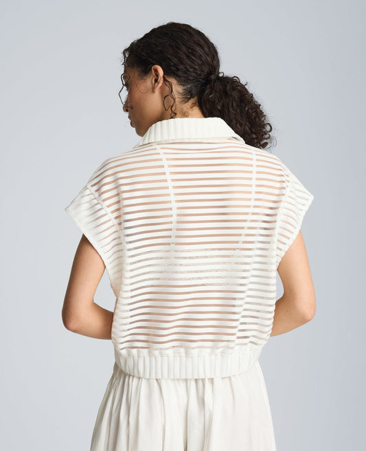 Zip-Up Vest Cardigan with Chest Pocket