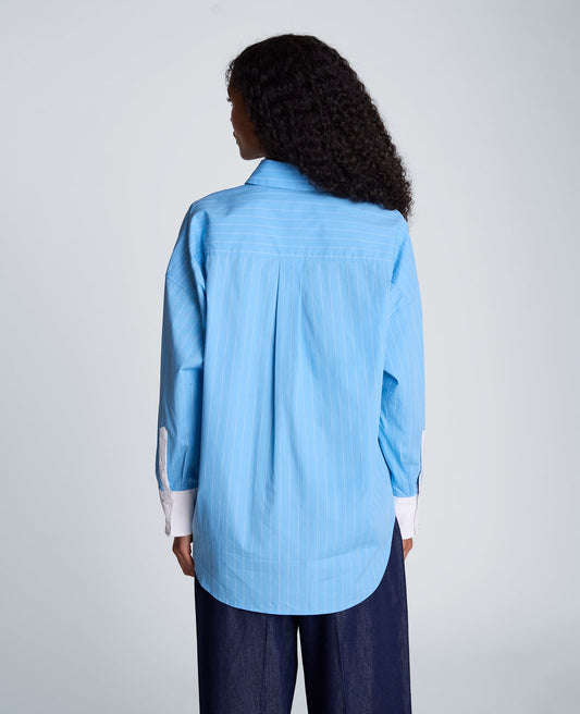Long Sleeve Button Front Shirt with Contrast Details