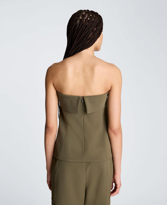 Sleeveless Bustier Top with Top Edge Overlay