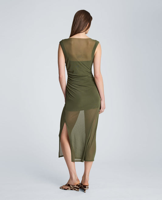 Sleeveless Cowl Neck Midi Dress