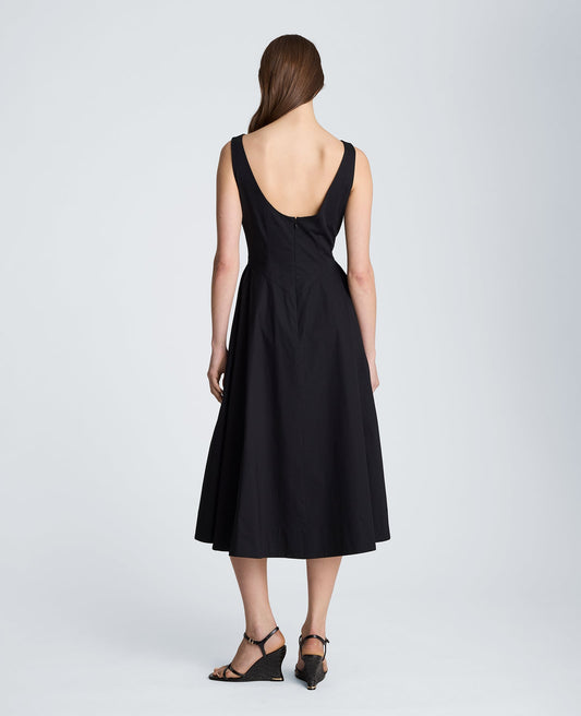 Sleeveless Boat Neck Midi Dress