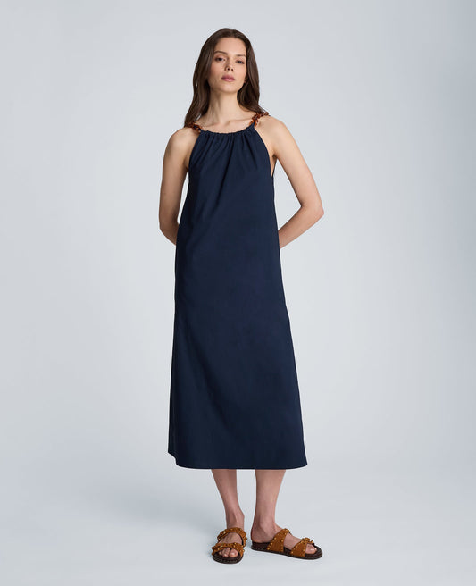 Tortoiseshell Tie Halter Midi Dress