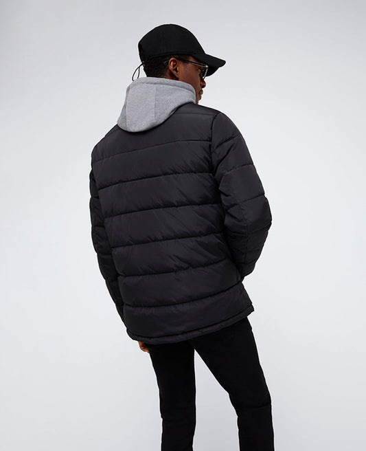 Puffer with Attached Jersey Hood