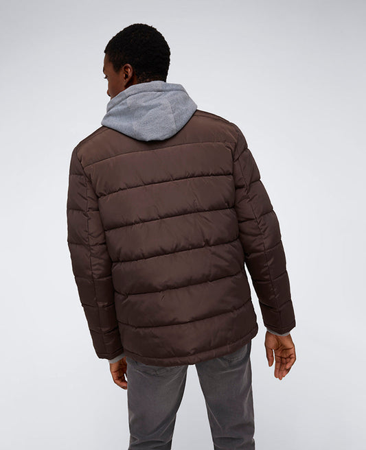 Puffer with Attached Jersey Hood