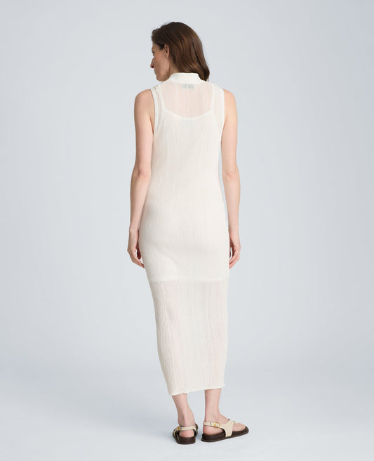 Varigated Polo Cap Sleeve Sweater Dress