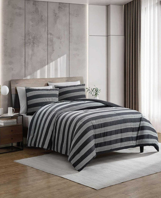 Banded Stripe Textured Comforter Set