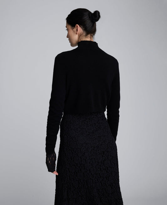 Merino Wool Cropped Mockneck Sweater