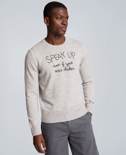 Lingua Franca Speak Up Even If Your Voice Shakes Unisex Cashmere Crewneck Sweater