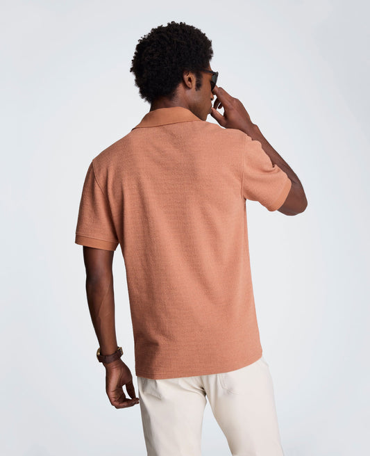 Short Sleeve Johnny Collar Polo with Ribbing