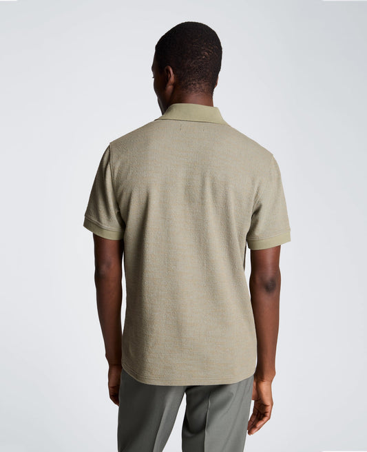 Short Sleeve Johnny Collar Polo with Ribbing