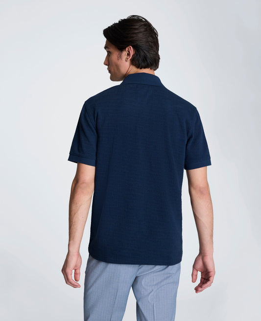 Short Sleeve Johnny Collar Polo with Ribbing