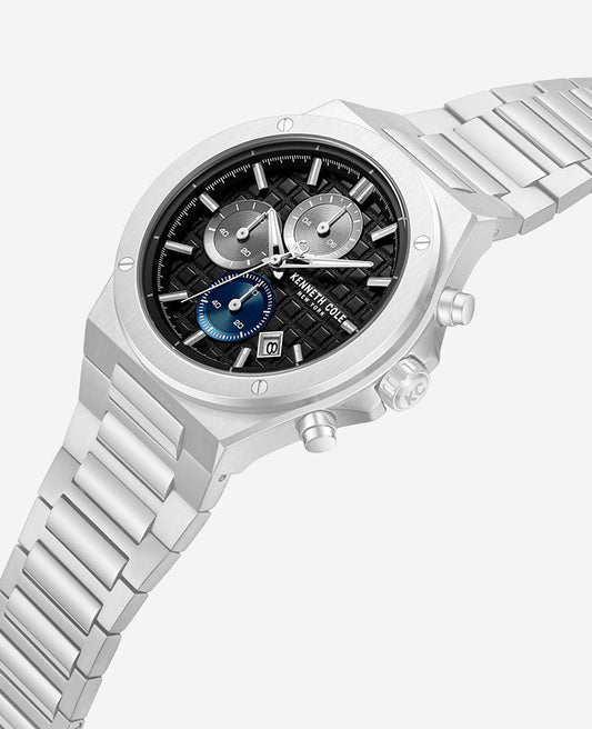 Dress Sport Chronograph Black Dial Stainless Steel Bracelet Watch