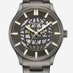 Skeleton Automatic Gun Metal Bracelet Watch