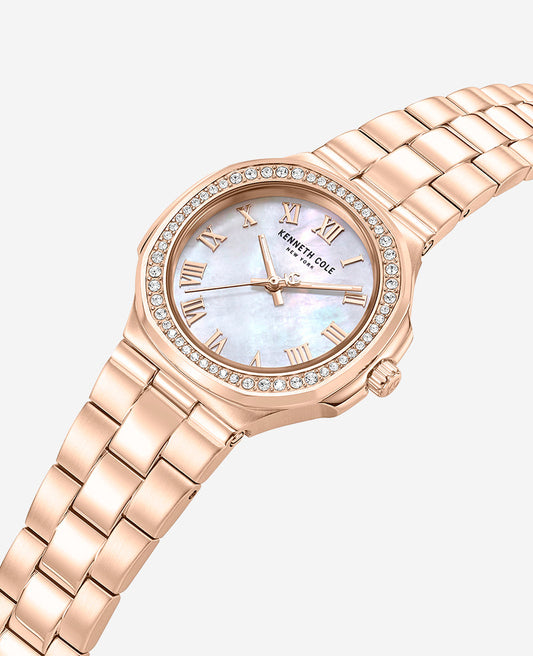 Classic Crystal Lined Outer Dial Rose Gold Bracelet Watch