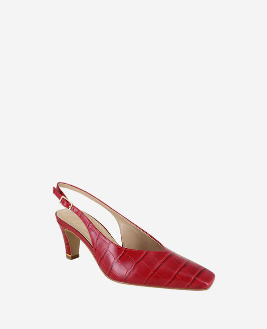Meilani Embossed Croco Point Toe Slingback