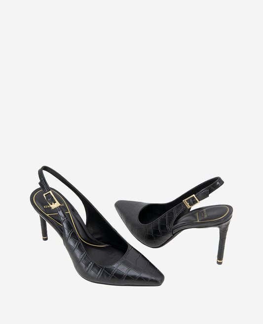 Quinnly Leather Croco Slingback Heel
