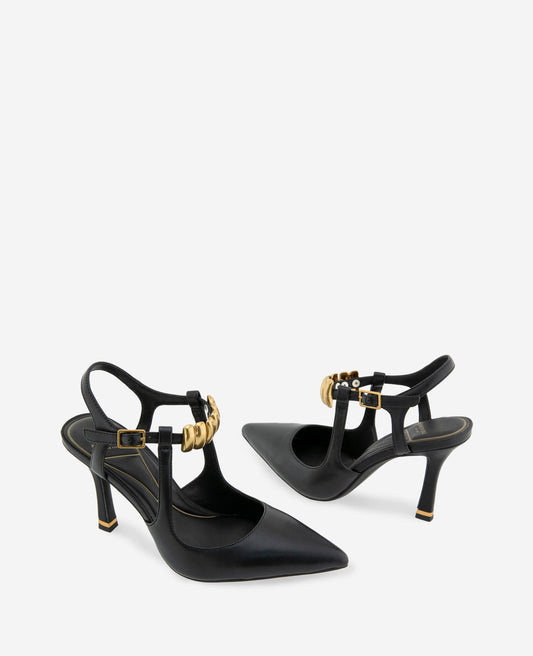 Romi Leather Hardware Ankle Slingback Heel