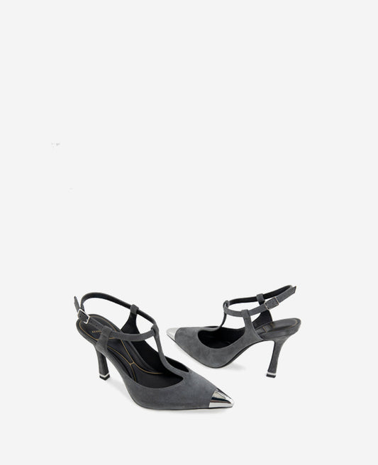 Romi T-Strap Suede Slingback Heel