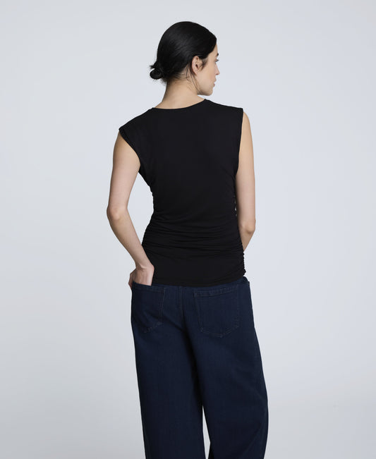 Sleeveless Side Rouched Knit Top