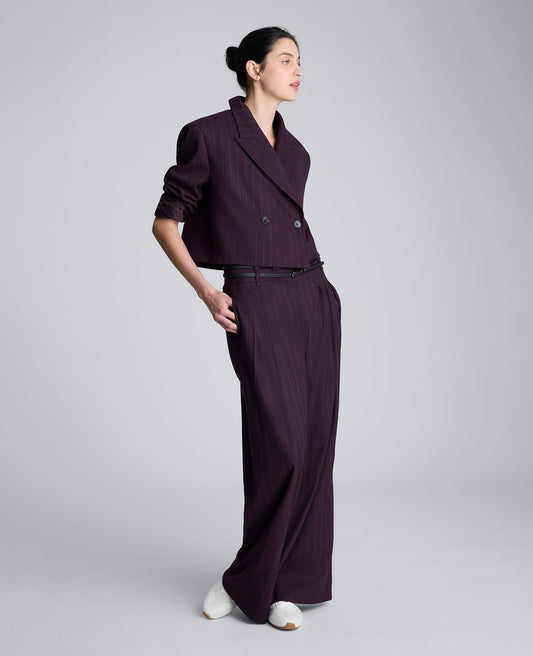 Pinstripe Double Breasted Cropped Jacket