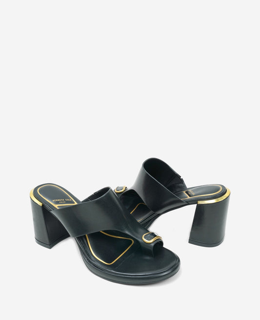Syndika Leather Stone Toe Ring Heeled Sandal