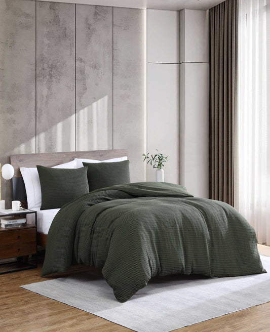 Solid Waffle Comforter Set