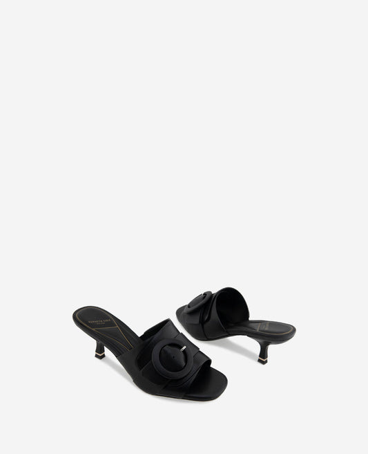 Valentina Leather Kitten Heel Slide Sandal