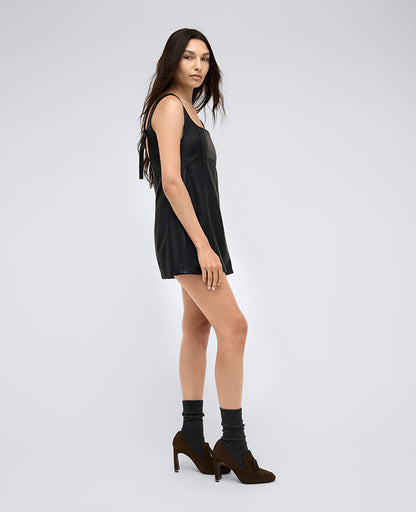 Site Exclusive! Leather Open Back Strap Shift Dress