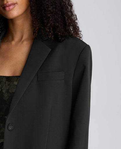 Luxe Twill Three Button Boyfriend Blazer