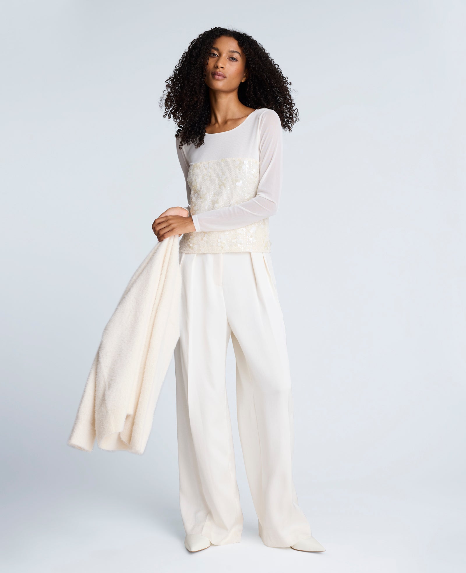 Sequin Mesh Long Sleeve Top