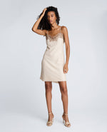 Sequin Netting Slip Dress with Lace Trim