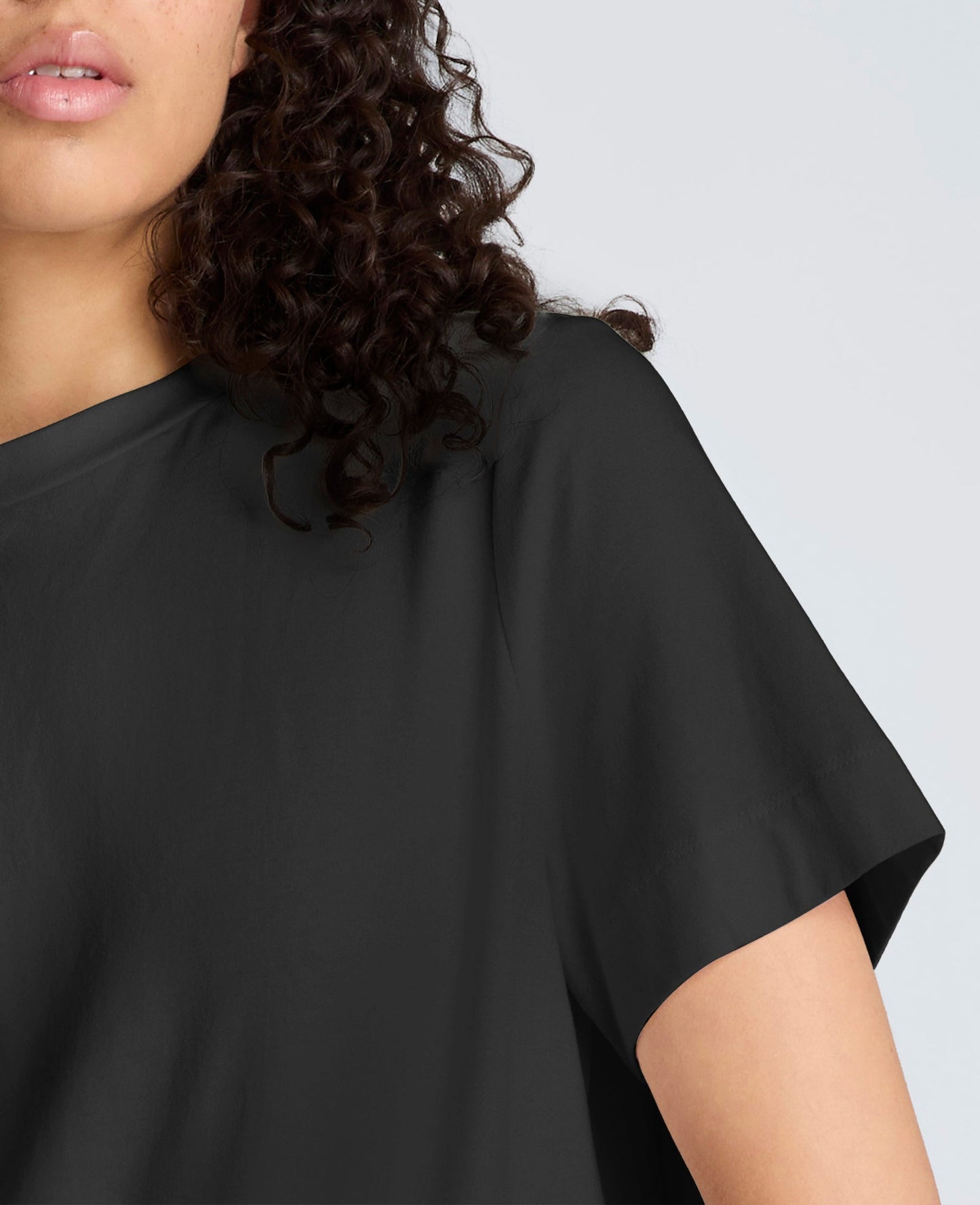 Short Sleeve Crewneck Tee with Pleated Asymmetrical Hem