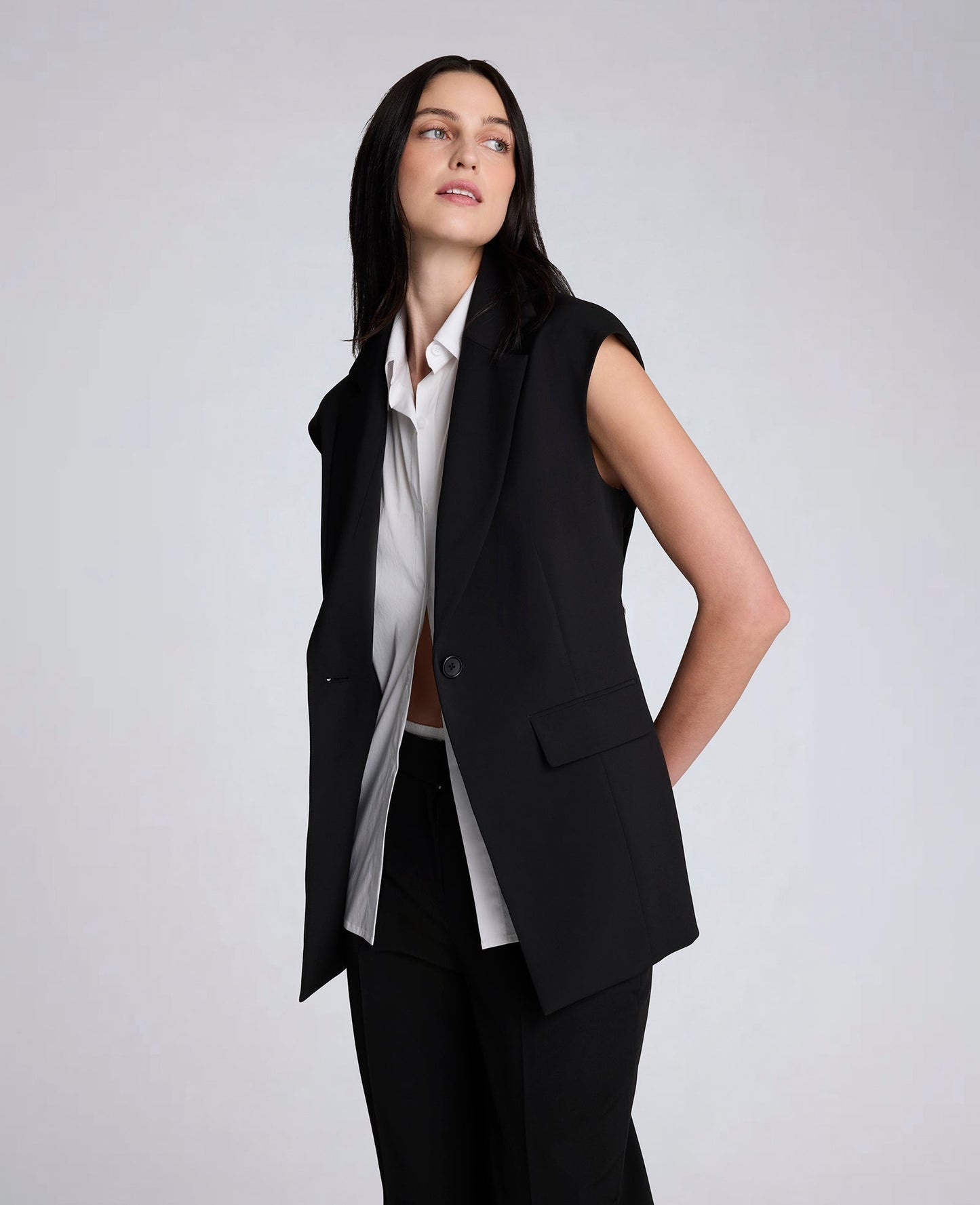 Luxe Twill Vest With Faux Shirt