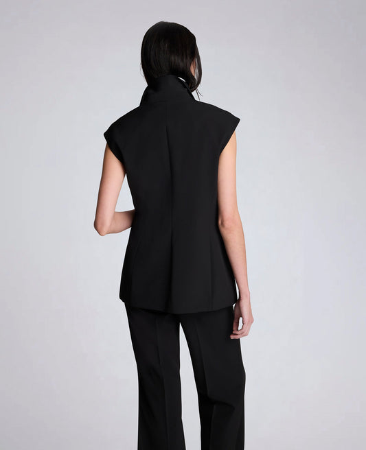 Luxe Twill Vest With Faux Shirt