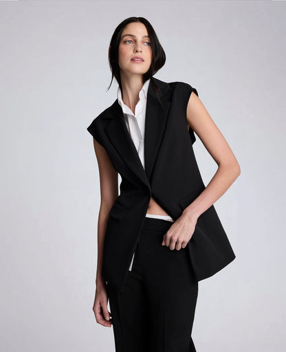 Luxe Twill Vest With Faux Shirt