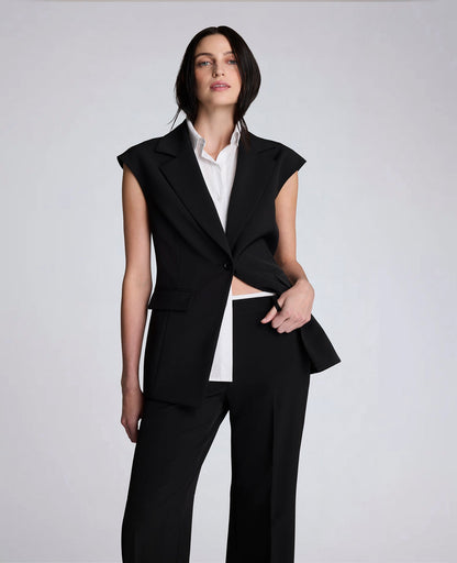 Luxe Twill Vest With Faux Shirt