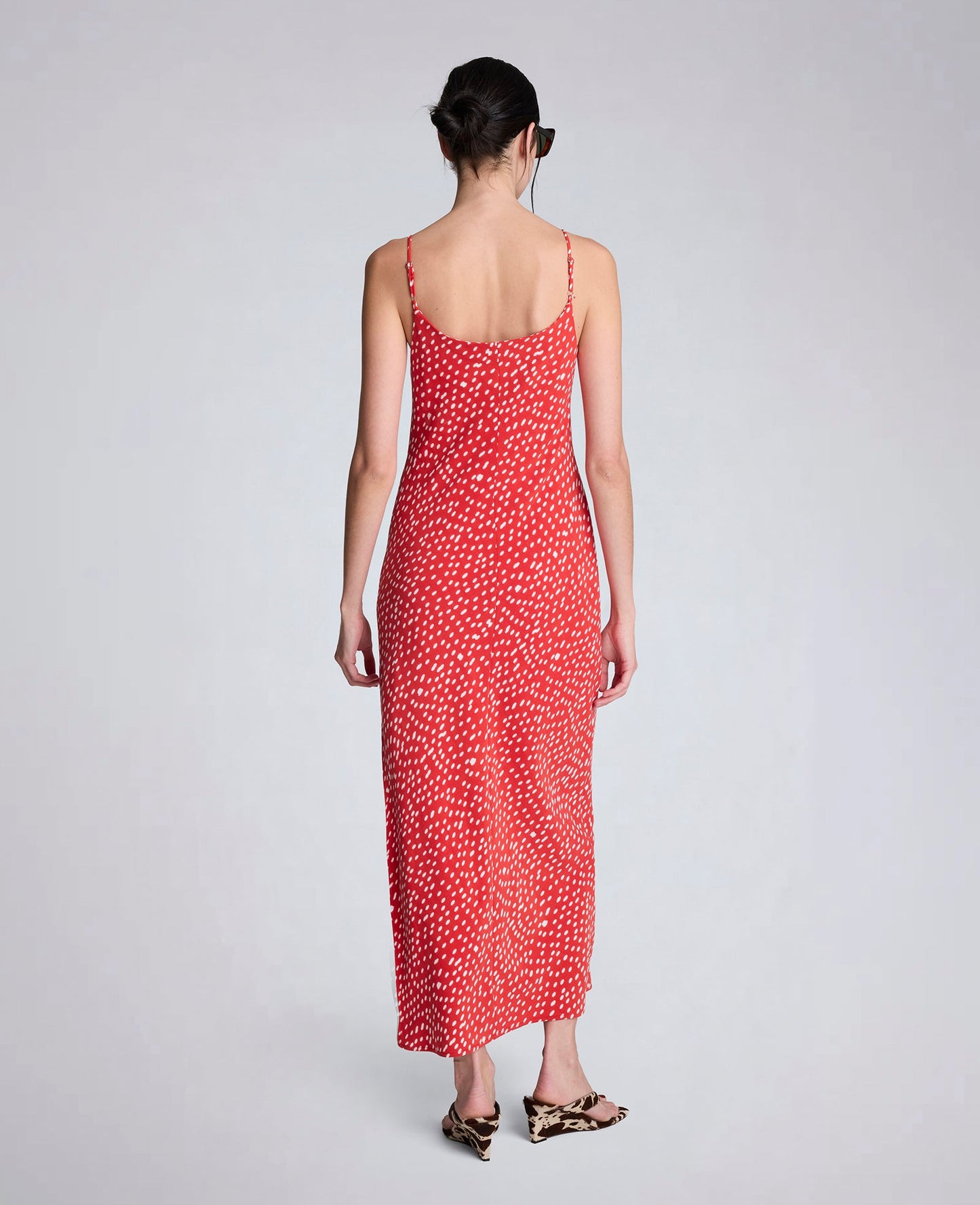 Polka Dot Satin Cowl Neck Slip Dress