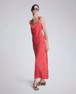 Polka Dot Satin Cowl Neck Slip Dress