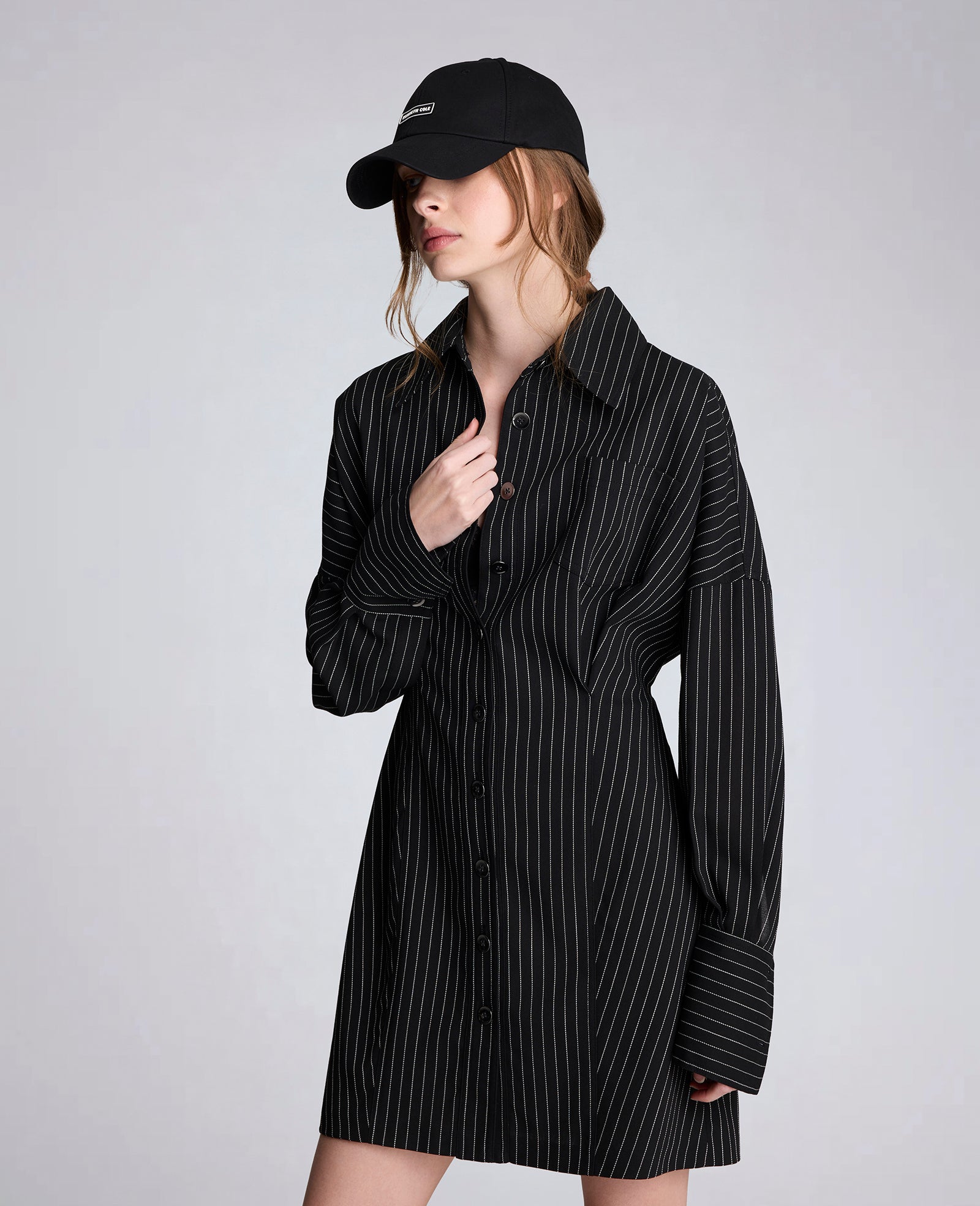 Pinstripe Shirt Dress