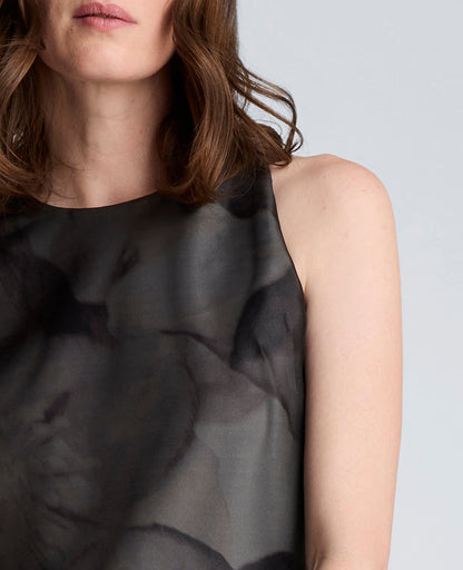 Sheer Overlay Crewneck Mini A-Line Dress