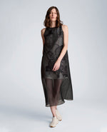 Sheer Overlay Crewneck Mini A-Line Dress