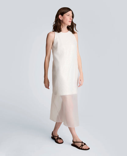 Sequin Sheer Overlay Crewneck Mini A-Line Dress