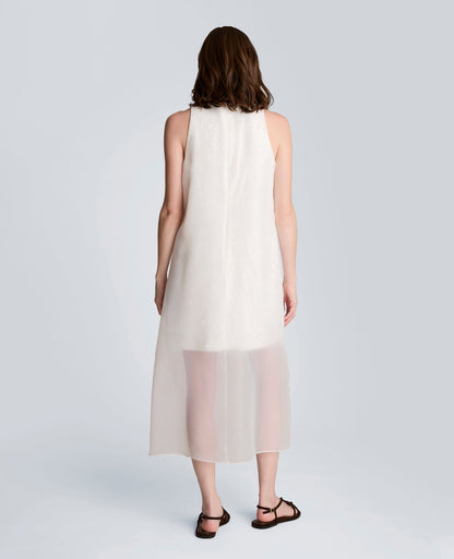 Sequin Sheer Overlay Crewneck Mini A-Line Dress